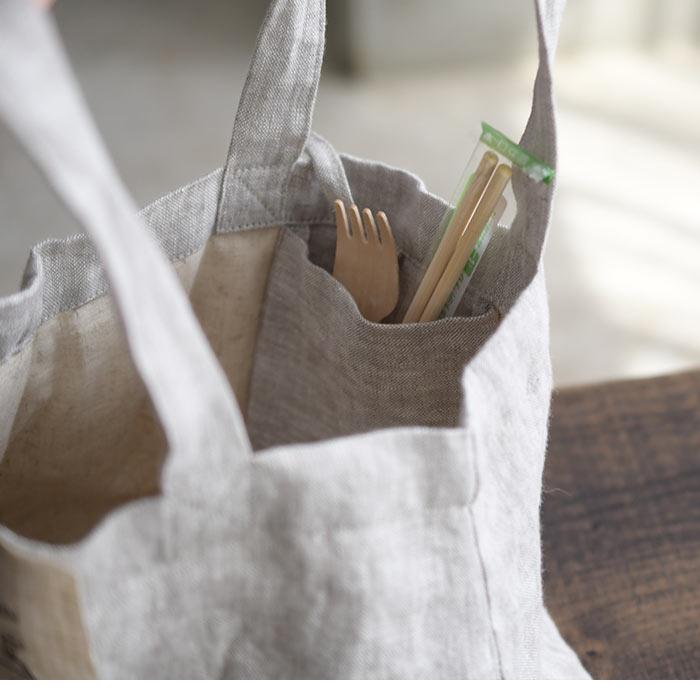 1,111円OFFクーポンあり メール便可 お弁当バッグ コンビニバッグ ミニバッグ elstyle 麻100% 9番手 ヴィンテージリネン おしゃれ エコロコ ギフト 25AW0704R, | earth_eco_loco | 07