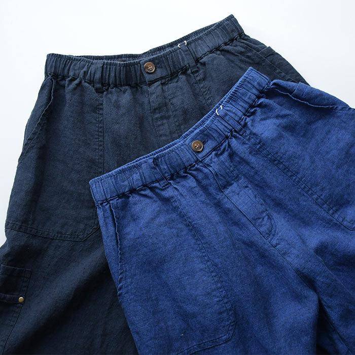 オリジナル すっきりカーゴパンツ 9分丈 14番手ヴィンテージリネン M〜3L 麻100% ウエストゴム 大きいサイズ 春 夏 24SS0404R, | earth_eco_loco | 05