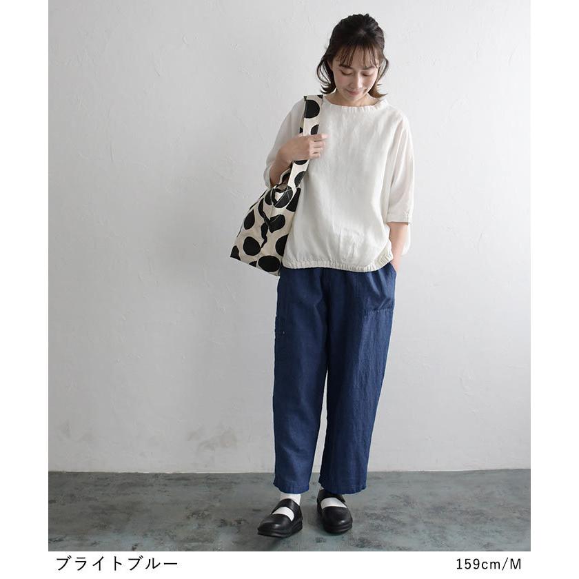 オリジナル すっきりカーゴパンツ 9分丈 14番手ヴィンテージリネン M〜3L 麻100% ウエストゴム 大きいサイズ 春 夏 24SS0404R, | earth_eco_loco | 07