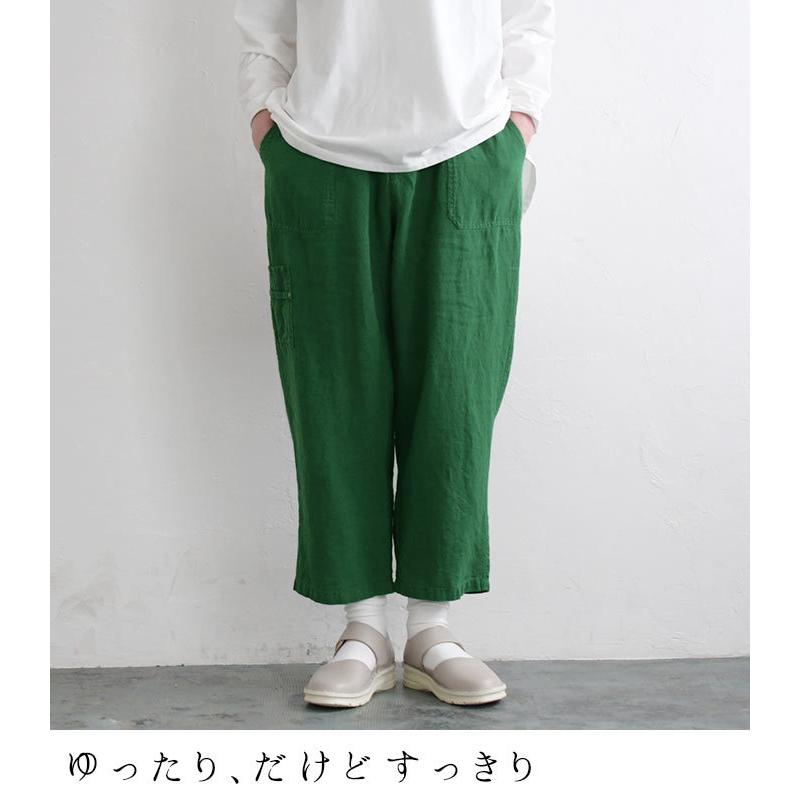 オリジナル すっきりカーゴパンツ 9分丈 14番手ヴィンテージリネン M〜3L 麻100% ウエストゴム 大きいサイズ 春 夏 24SS0404R, | earth_eco_loco | 09