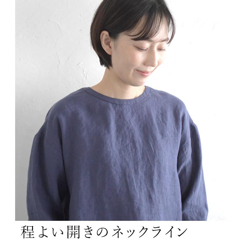 リネン100% シャツプルオーバー クルーネック 長袖 ブラウス 大きいサイズ 23AW0728R, | earth_eco_loco | 11