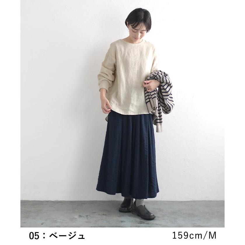 earth_eco_loco リネン100% シャツプルオーバー クルーネック 長袖