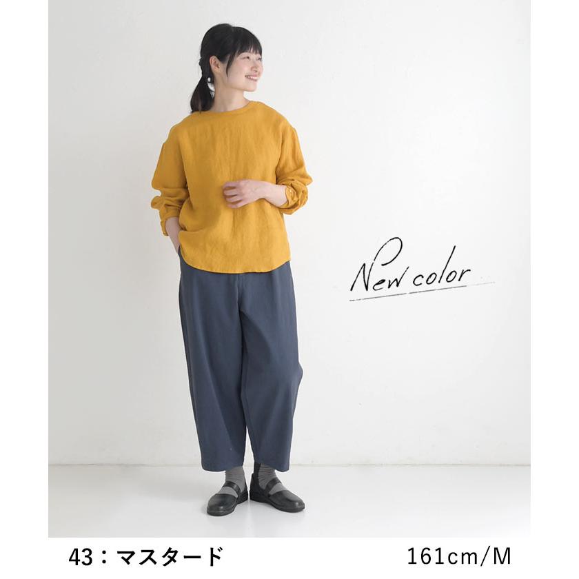リネン100% シャツプルオーバー クルーネック 長袖 ブラウス 大きいサイズ 23AW0728R, | earth_eco_loco | 15