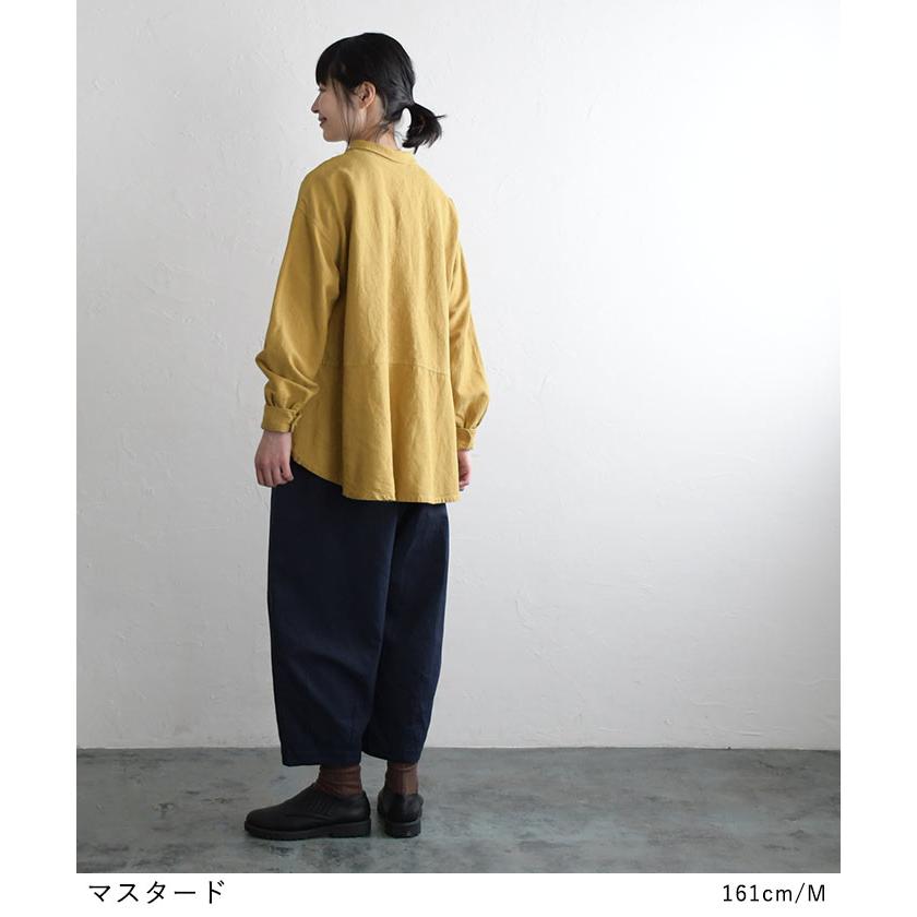 オリジナル ゆったりシャツ ブラウス ラミーコットン 後裾フレア M〜3L 綿麻 40代 50代 60代 23AW0728R, yelt, | earth_eco_loco | 12
