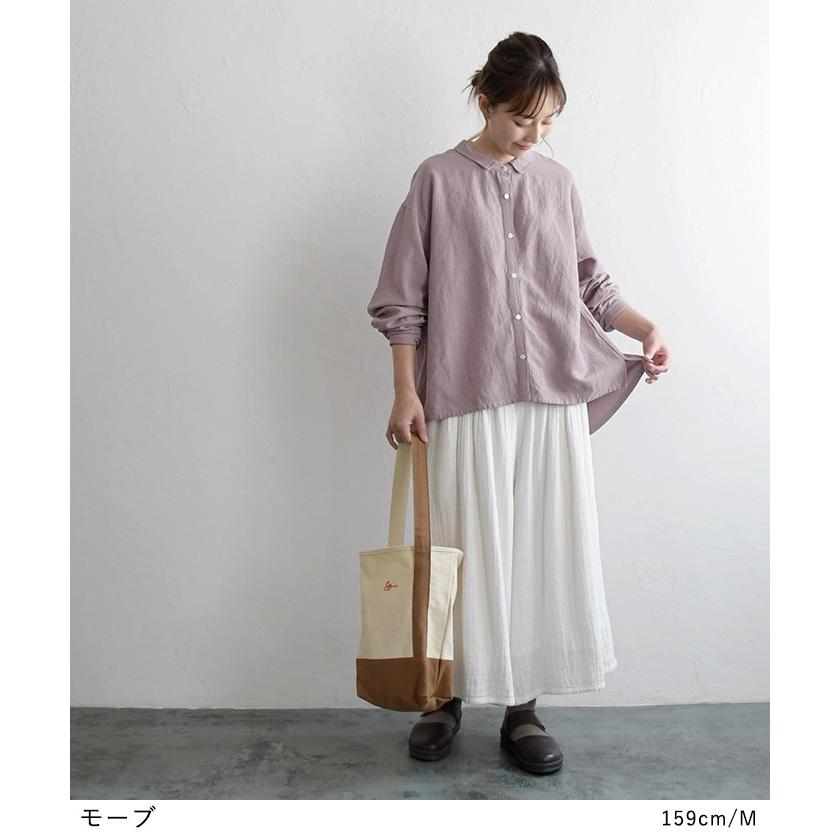 オリジナル ゆったりシャツ ブラウス ラミーコットン 後裾フレア M〜3L 綿麻 40代 50代 60代 23AW0728R, yelt, | earth_eco_loco | 03