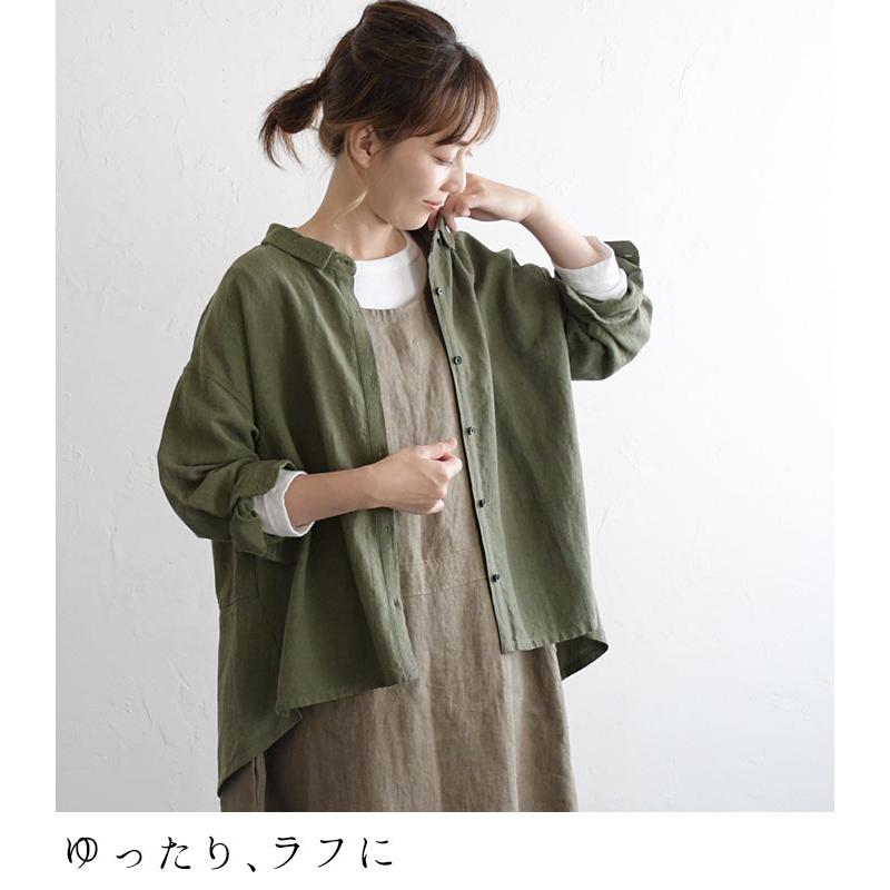 オリジナル ゆったりシャツ ブラウス ラミーコットン 後裾フレア M〜3L 綿麻 40代 50代 60代 23AW0728R, yelt, | earth_eco_loco | 06