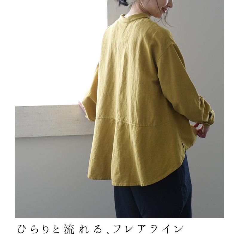 オリジナル ゆったりシャツ ブラウス ラミーコットン 後裾フレア M〜3L 綿麻 40代 50代 60代 23AW0728R, yelt, | earth_eco_loco | 07