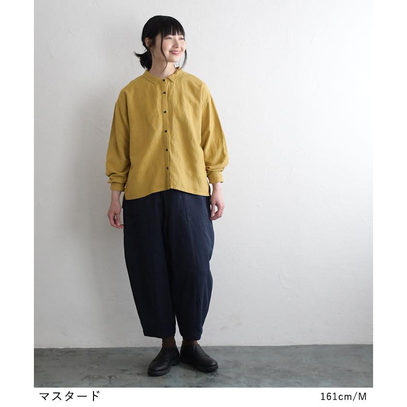 オリジナル ゆったりシャツ ブラウス ラミーコットン 後裾フレア M〜3L 綿麻 40代 50代 60代 23AW0728R, yelt, | earth_eco_loco | 09