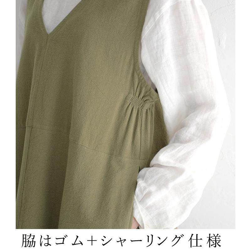 ジャンパースカート ジャンスカ ワンピース コクーンシルエット 綿麻 大きいサイズ 23AW0901, | earth_eco_loco | 08