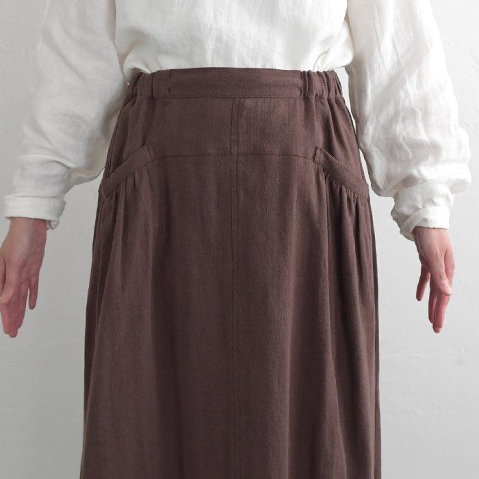 スカート ロング 台形 ギャザー ラミーコットン 切り替え 綿麻 大きいサイズ 23AW0824, | earth_eco_loco | 14