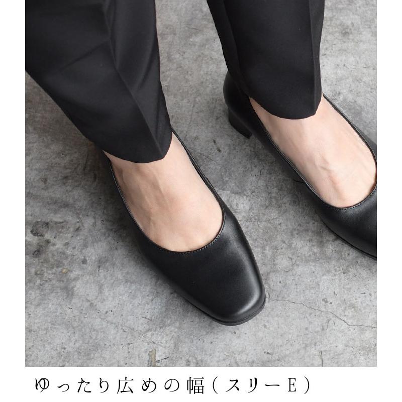 靴 パンプス ローヒール 4cm 太ヒール 幅広 甲高 フォーマル ブラック オケージョン レディース 24AW0919R, エコロコ sel, |  | 04