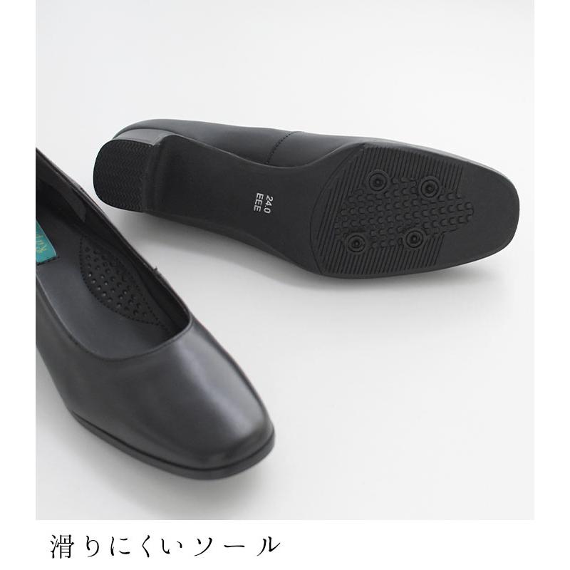 靴 パンプス ローヒール 4cm 太ヒール 幅広 甲高 フォーマル ブラック オケージョン レディース 24AW0919R, エコロコ sel, |  | 07