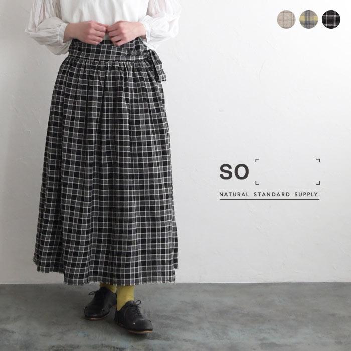 SO(ファッション) ラップスカート 巻きスカート SO[] 強撚糸 綿