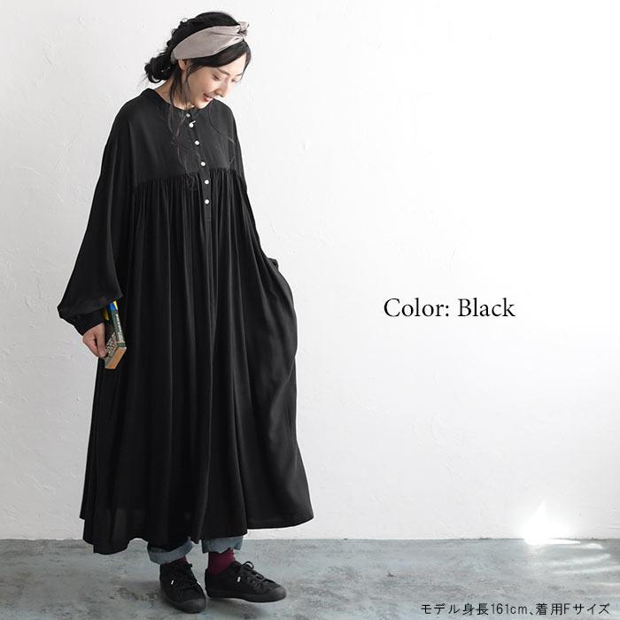 ワンピース Sorte Cuff ソルテカフ 綿 コットン レーヨン 落ち感 ギャザー ロングワンピース 秋 冬 レディース aw0911 Sc0w11 Ecoloco 通販 Yahoo ショッピング