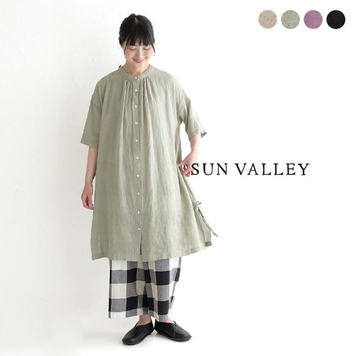 SUN VALLEY チュニックワンピース 15番手 綿麻ガーゼ 胸 SUN VALLEY チュニックワンピース 15番手 綿麻ガーゼ 胸