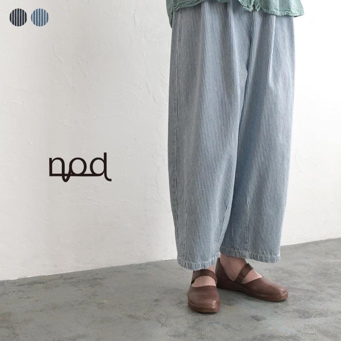 デニム サーカスパンツ nod ノッド ヒッコリー ウエストゴム 綿100 