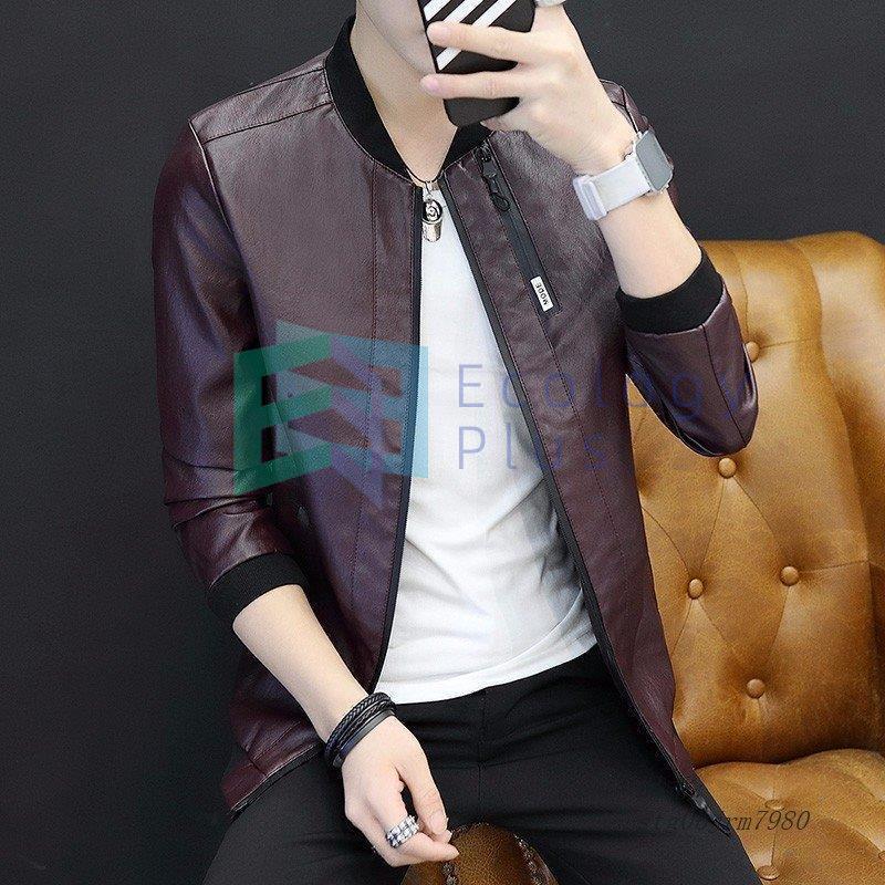 ジャケット レザージャケット 春 カジュアル Puジャケット 合成革 秋 ノーカラー メンズ 革ジャケット ジップアップ アウター 長袖 ライダース 革ジャン レザージャケット カラー ワインレッド Bollywoodpapa Com