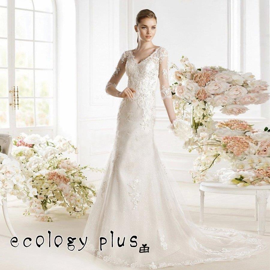 マーメイドドレス 長袖 ウエディングドレス 安い ロングドレス 結婚式 花嫁 ブライダル ウェディングドレス 二次会 ウエディングマーメイドドレス Wedding Dress マーメイドライン サイズ L Vtacaintl Com