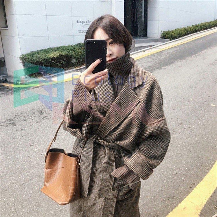 楽ギフ のし宛書 ロング丈 ダブル トレンチコート スプリングコート チェック柄 らしゃ ステンカラートレンチコート レディース 高品質 ロング丈 アウター 通勤 コート トレンチコート サイズ S