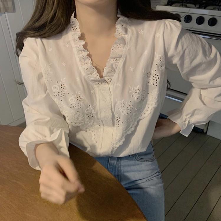 レースブラウス シャツ レディース きれいめ 40代 春夏新作 上品 オシャレブラウス Vネックシャツ 白 レーストップス 長袖 韓国chic トップス 大人 Lv Dxcs 0601q100 Ecology Plus 通販 Yahoo ショッピング