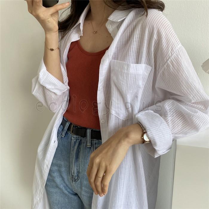 シャツワンピース ロングシャツ レディース チュニック ロング丈 春服 長袖 Uvカット 大きいサイズ ゆったり 体型カバー 春 夏 白シャツ コーデ 代 30代 40代 Lv Lyq Ecology Plus 通販 Yahoo ショッピング