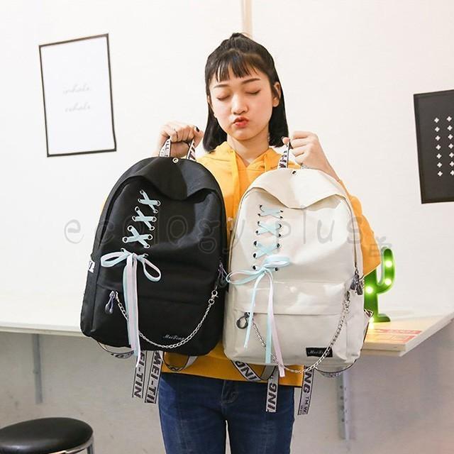 リュック レディース リュックサック かわいい キュートリボン 通学 ロゴ 大容量 リュック おしゃれ かわいい 軽量 シンプル 通勤 女子 Qh Ecology Plus 通販 Yahoo ショッピング