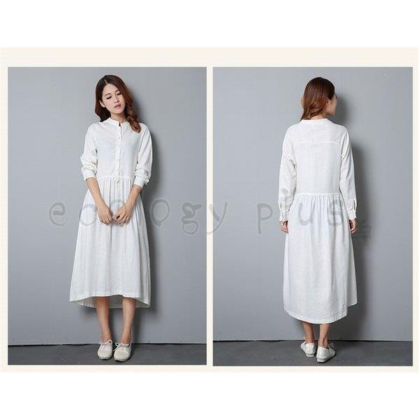 ワンピース レディース ロング 春 シャツワンピース 長袖 コットン シャツ トップス チュニック ロング丈 リネン アウター 白 30代 40代 Qh Ecology Plus 通販 Yahoo ショッピング