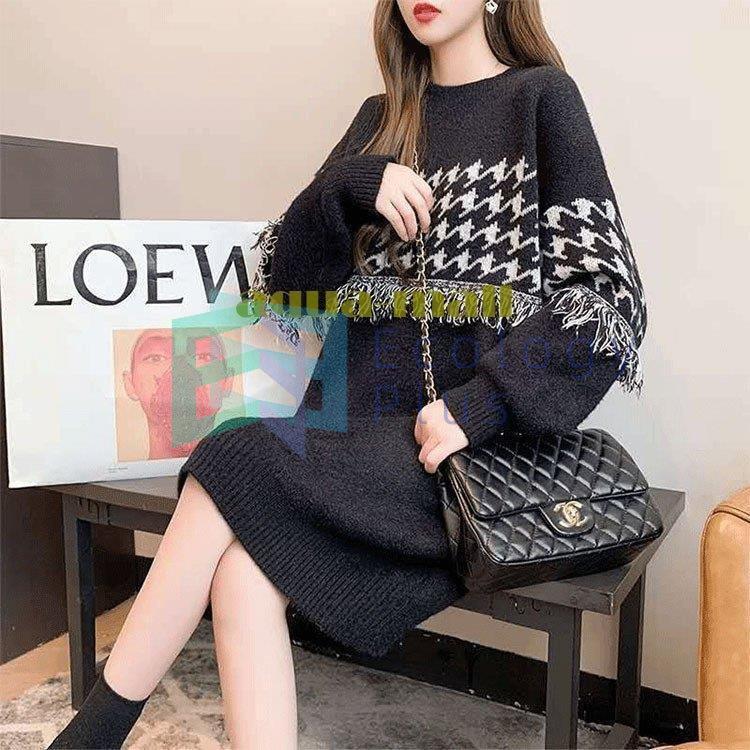 激安売店 ニットワンピース レディース 秋冬 膝丈 ワンピース 厚手 きれいめ チェック 上品 ワンピース 大人 お出かけ 30代 40代 50代 通勤 着痩せ 公式販促 Www Shirleyryan Ca