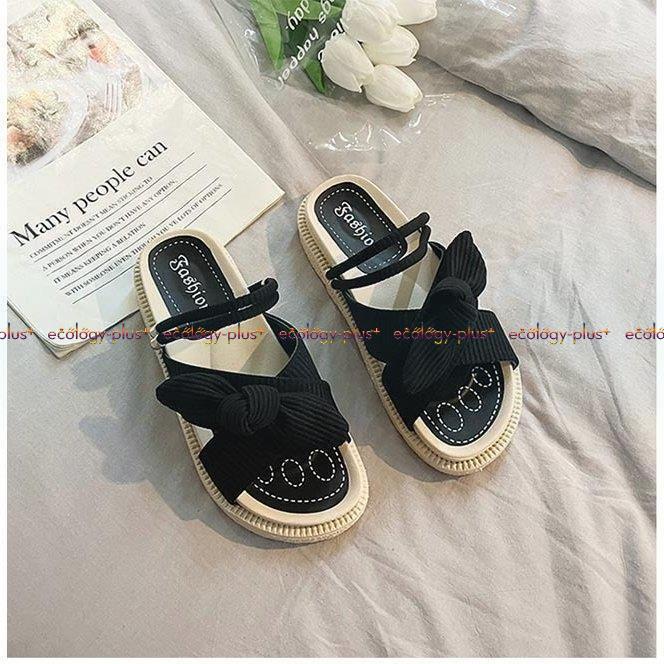 スリッパ サンダル リボン レディース サマーサンダル 可愛い 厚底 フラットサンダル 夏シューズ 姫系 美脚 おしゃれ 夏用サンダル 歩きやすい 室内 室外 サンダル サイズ 38