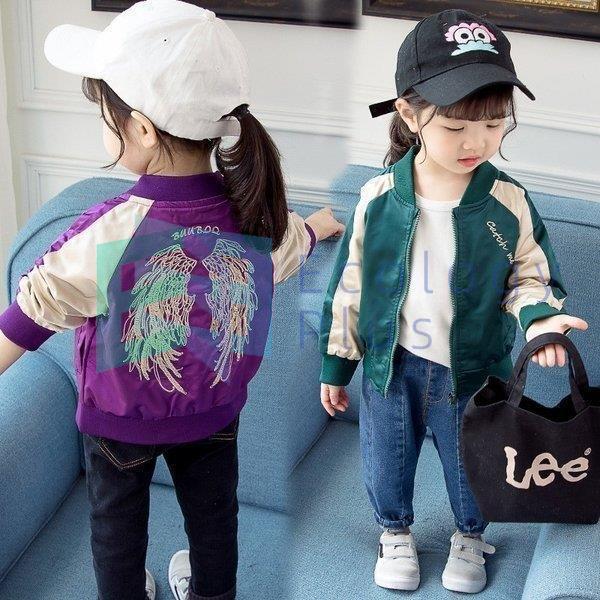 キッズベビー服刺繍スタジャンジャケットサテンスカジャン春秋アウタージャケットブルゾンジャンパーコート子供服女の子