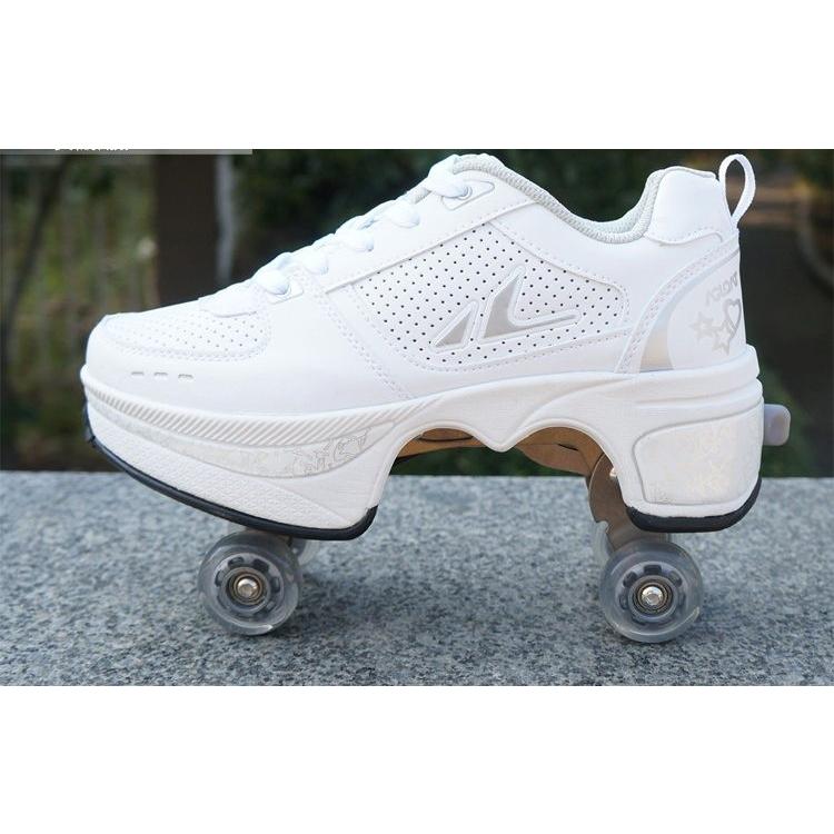 ローラーシューズ ローラースケート ローラー プレゼント 男女兼用 かっこいい おしゃれ 輪収納できる スニーカー 誕生日 遊具 キッズ 2way 初心者 子供 学生 メンズ 練習 通気性 スケート 女の子 男の子 ローラースニーカー キャンバス 靴 シューズ