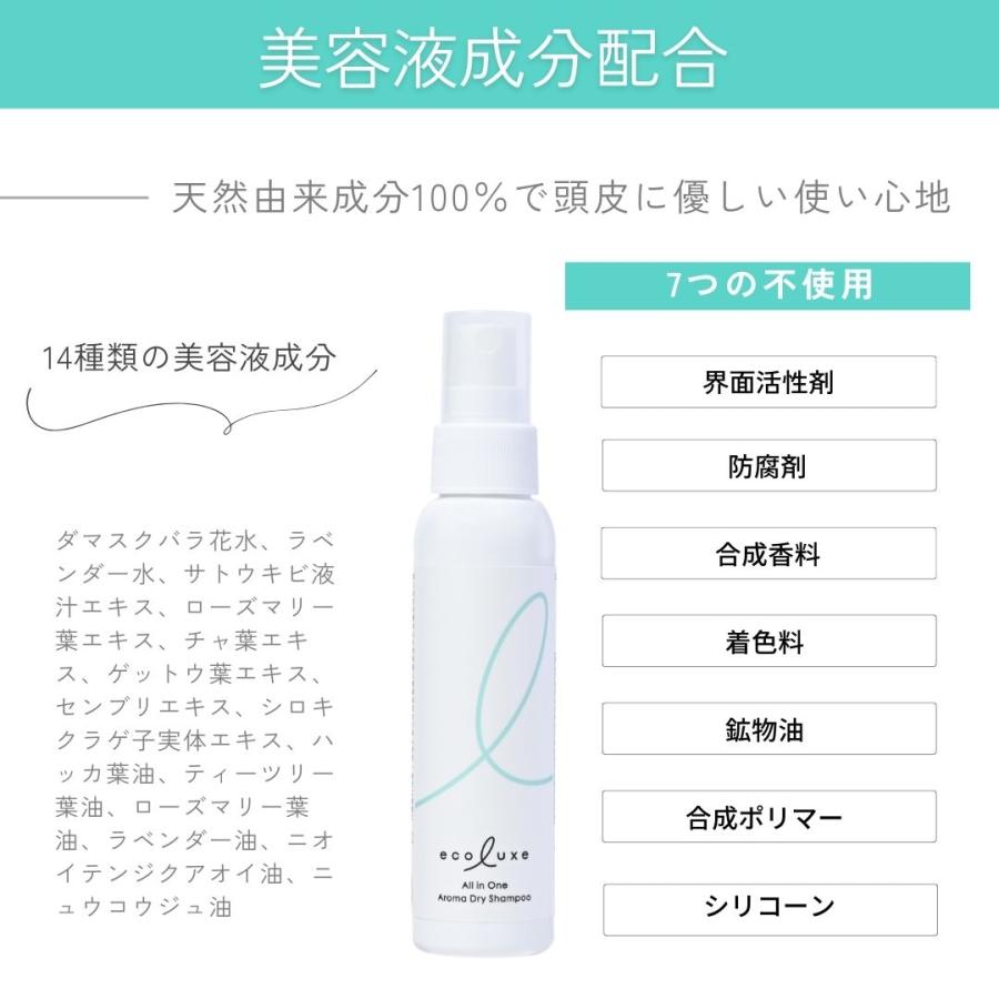 エコリュクス オールインワン アロマ ドライシャンプー 100ml(ecoluxe 水のいらないシャンプー ノンシリコン 防災 アウトドア 4935137805418) | ブランド登録なし | 04