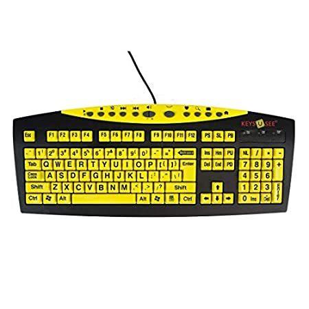 特別価格Keys-U-See大型印刷USB有線コンピュータキーボード（黒い文字の付いた黄色のキー）視覚障害者に最適 - 薄暗い場所での高齢者 - 視野の悪い高好評販売中 キーボード 【特別セール品】