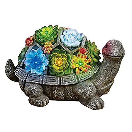 激安通販  特別価格Collections Etc Decorat好評販売中 Sculpture Animal Lighted Solar Statue Garden Turtle オーナメント、オブジェ
