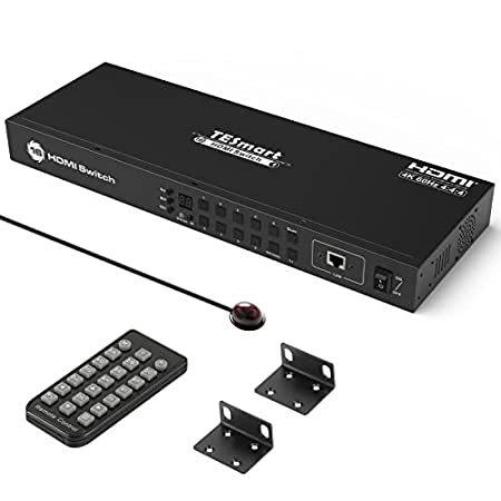 割引クーポン HDCP 4K@60Hz 16イン1出力 HDMIスイッチ 16×1 特別価格TESmart 2.2 LANコン好評販売中 / RS-232 19インチラックイヤー付き モニターアーム