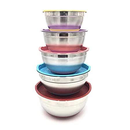 品質一番の Stainless Colors 7 特別価格GANFANREN Steel Mi好評販売中 Egg Kitchen Home Lid With Bowl Mixing 皿、ボウル