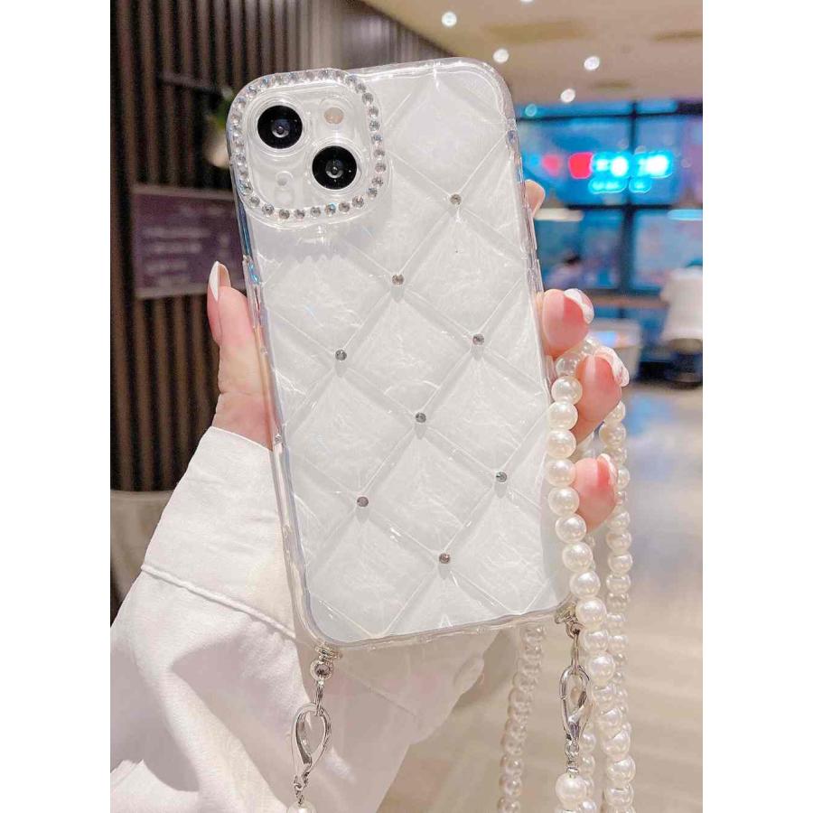 iPhone 13用ラインストーンデコレーション スマホケース 透明 クリア
