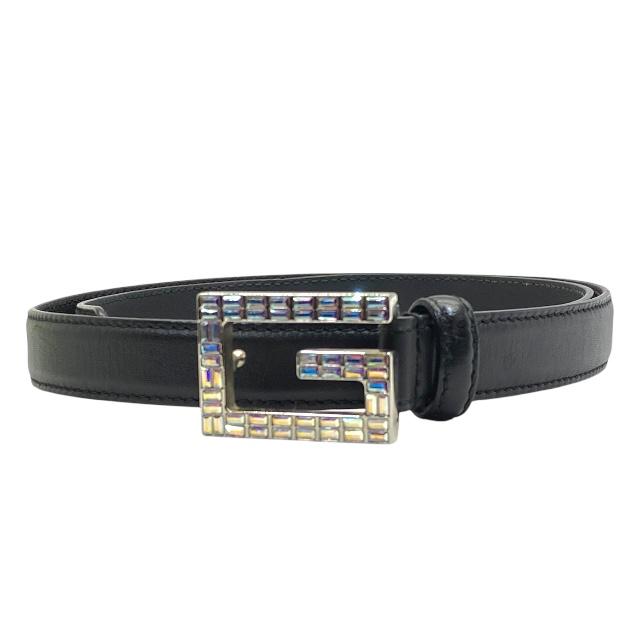 美品　GUCCI レザーベルト スクエアバックル ブラック メンズ 92cm GUCCI グッチ 576200 ベルト アクセサリー 小物 スクエアGロゴ