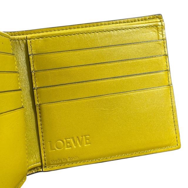 LOEWE(ロエベ) 札入れ美品  シグネチャー バイフォールド コンパクトウォレット イエロー×カーキ レザー LOEWE（ロエベ） 財布 二つ折り財布 折財布 シグネチャー バイ