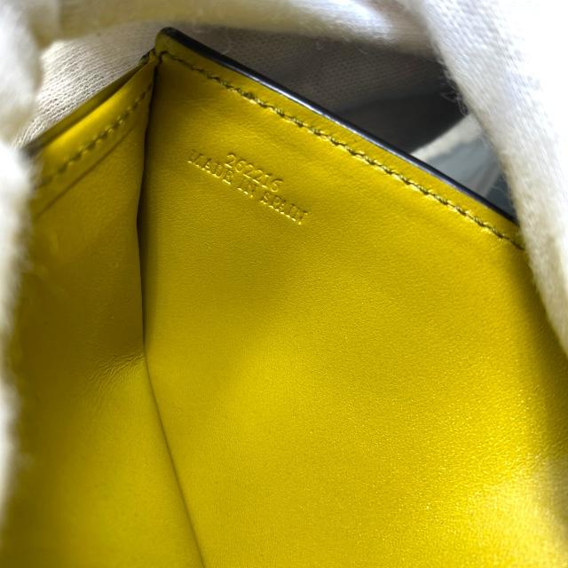 LOEWE(ロエベ) 札入れ美品  シグネチャー バイフォールド コンパクトウォレット イエロー×カーキ レザー LOEWE（ロエベ） 財布 二つ折り財布 折財布 シグネチャー バイ