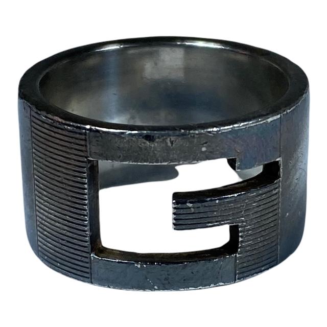 GUCCI グッチ Gロゴカット リング 指輪 アクセサリー 幅広 シルバー