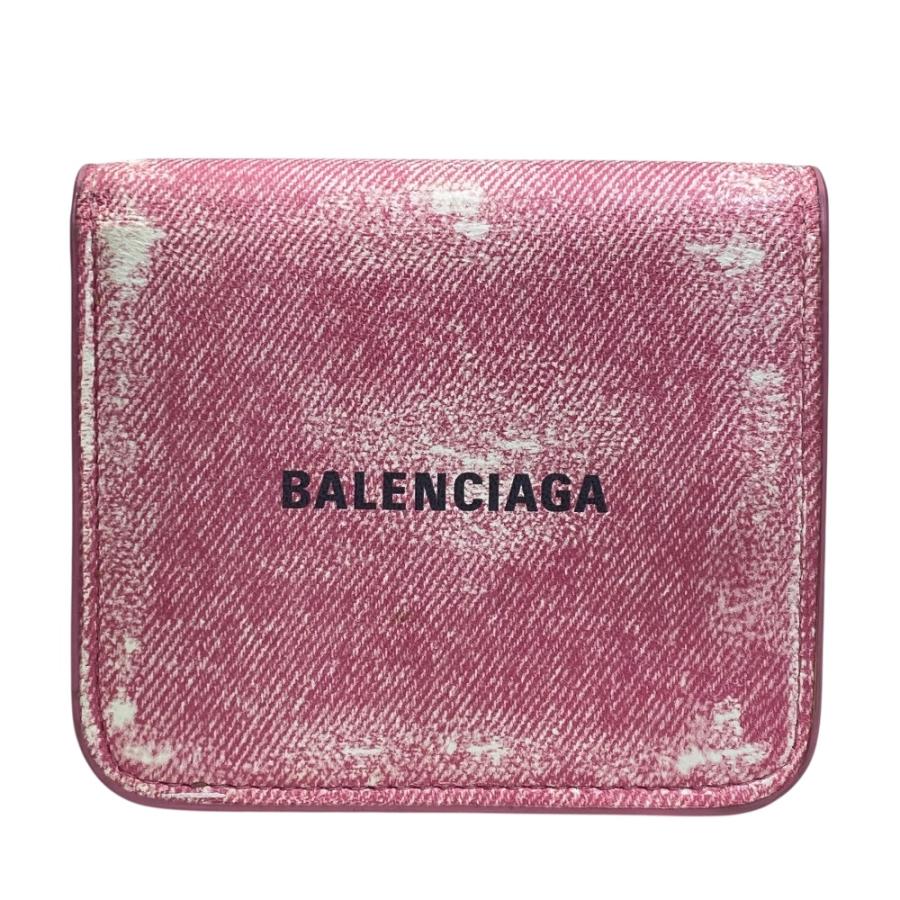 バレンシアガ　BALENCIAGA 二つ折り財布　クロコ　ピンク BALENCIAGA（バレンシアガ） キャッシュ ミニウォレット 財布 二つ折り