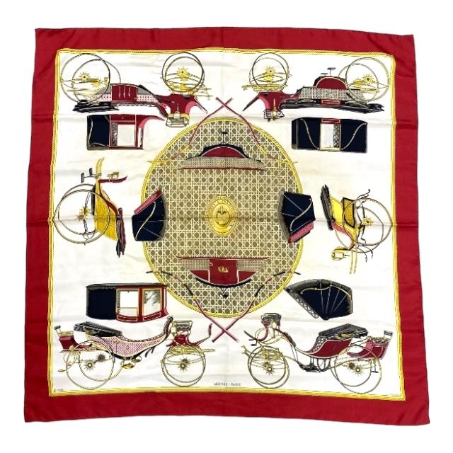 HERMES エルメス カレ90 LES VOITURES A TRANSFORMATION 折りたたみ式