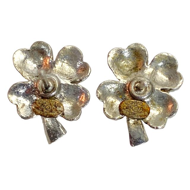 CHANEL シャネル ピアス シルバー ラインストーン クローバー