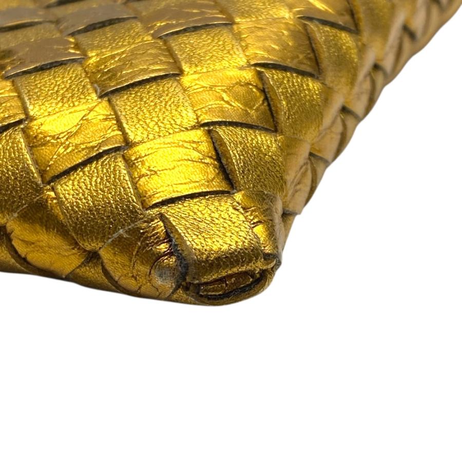 【美品】ボッテガヴェネタ イントレチャートケース/ラム/ゴールド/黒 BOTTEGA VENETA（ボッテガ・ヴェネタ） イントレチャート スマホケース