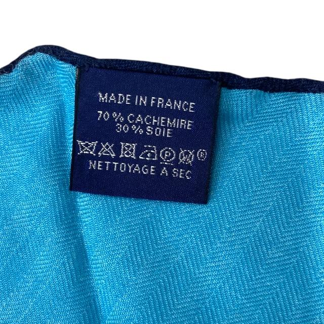 【美品】HERMES エルメス ロザンジュ スカーフ ストール ひし形スカーフ アクセサリー カシミヤ シルク ロゴ ブルー | HERMES | 05