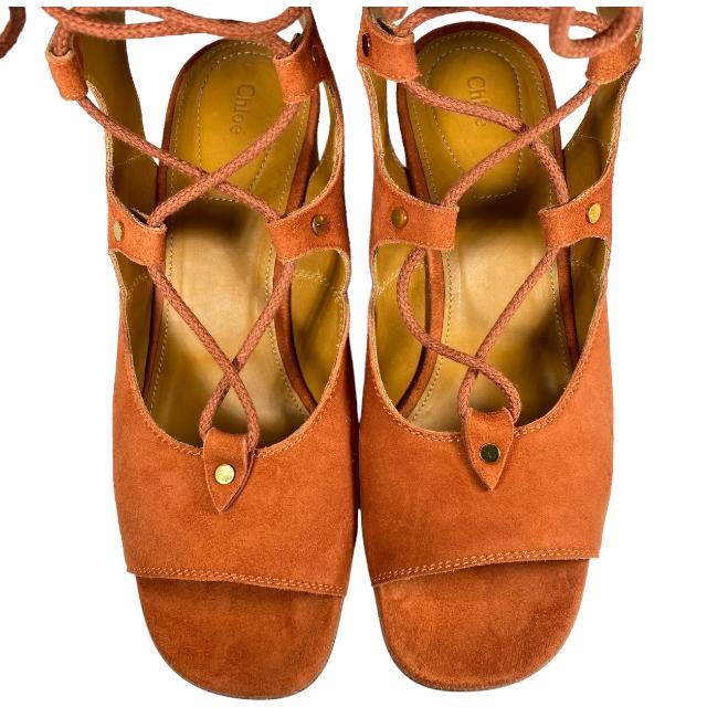 未使用美品】Chloe クロエ CH24522 レースアップ ヒール サンダル 靴 