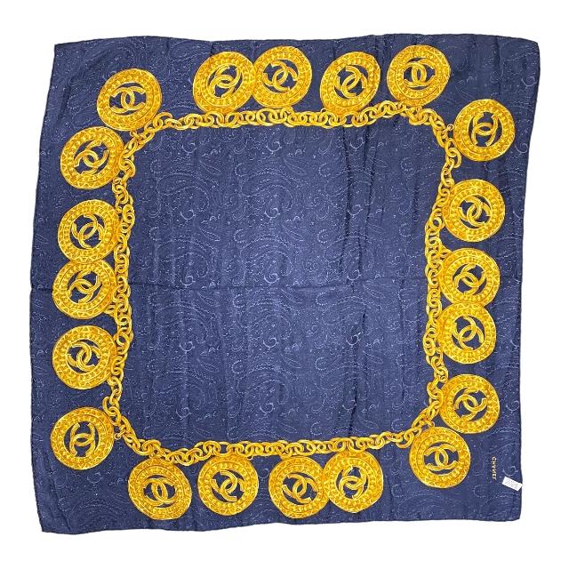 CHANEL シャネル 大判 スカーフ ストール シルク 100％ ココマーク