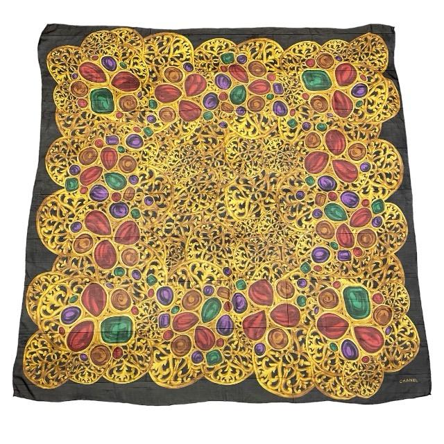CHANEL シャネル 大判 スカーフ ストール 宝石 ジュエリー