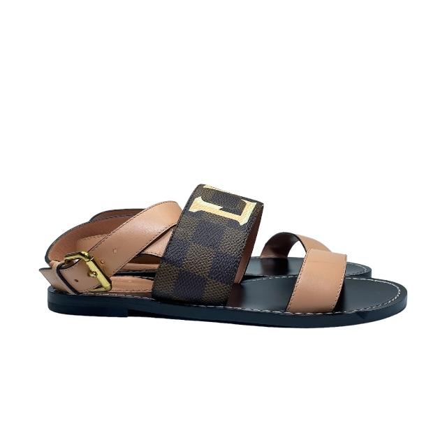 LOUIS VUITTON ルイ ヴィトン LVロゴ アンクルストラップ フラット 